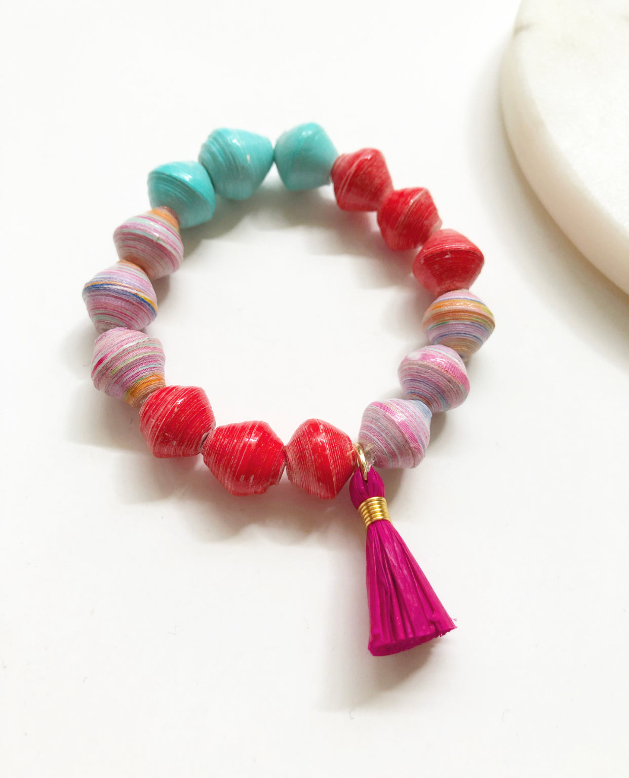 Full view of Unicorn Cotton Candy Beaded Bracelet.