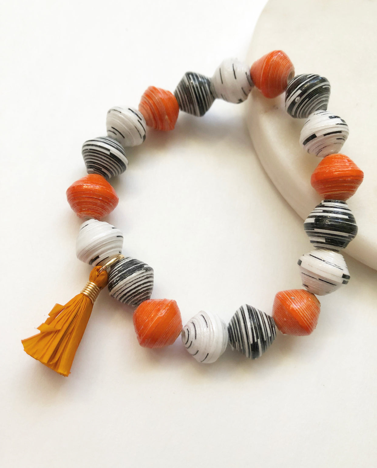 Full view of Pumpkin Spice Beaded Bracelet.