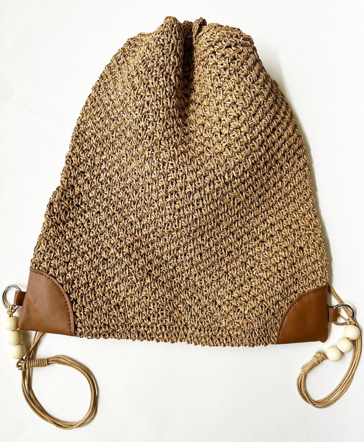 Closed Nite & Day Drawstring Bag in Tan.