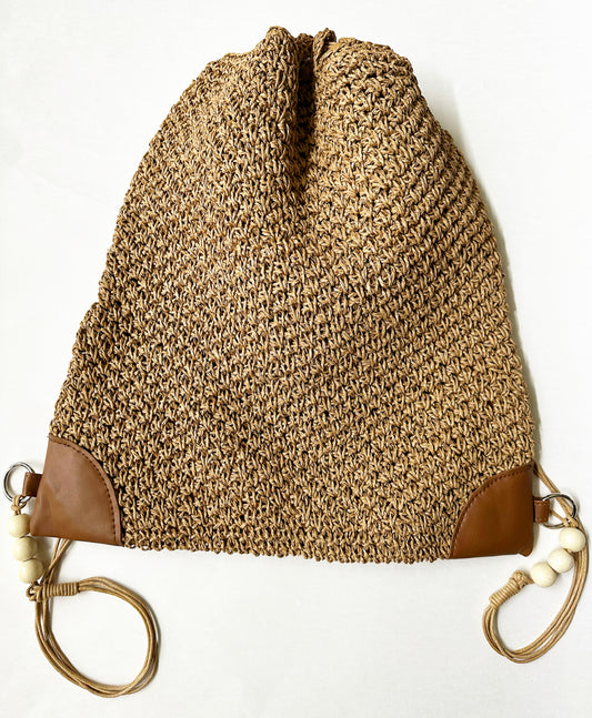 Closed Nite & Day Drawstring Bag in Tan.