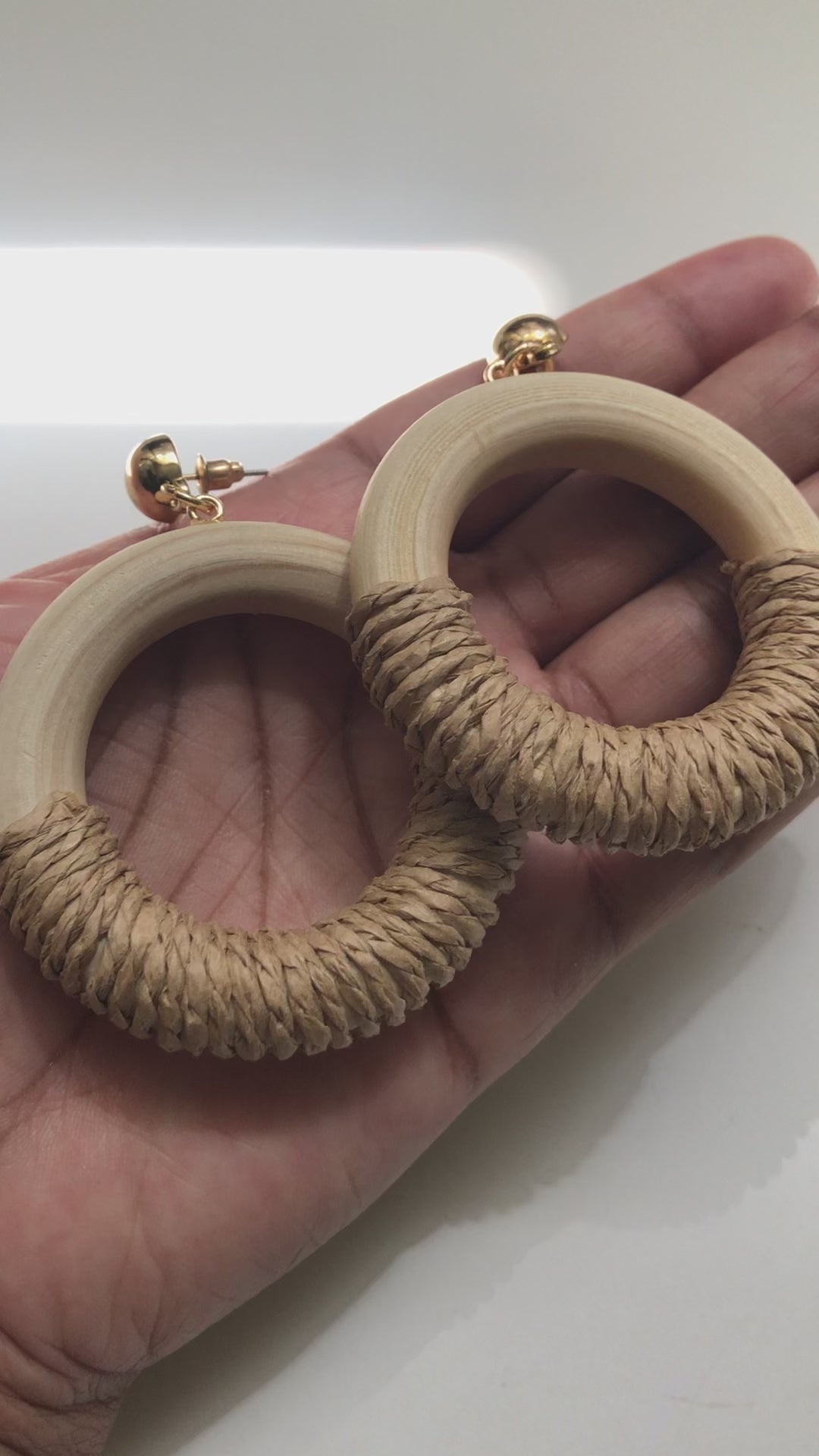 A real-time view of our Wrapped Up Hoops shown on the palm of model's hand.