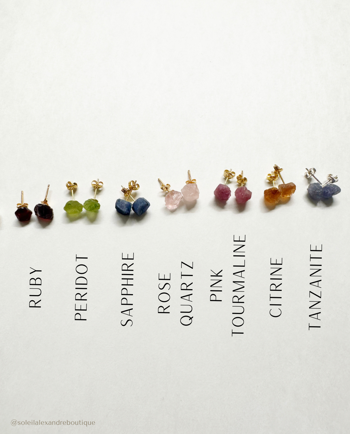 Photo of labeled July – December stud earrings.