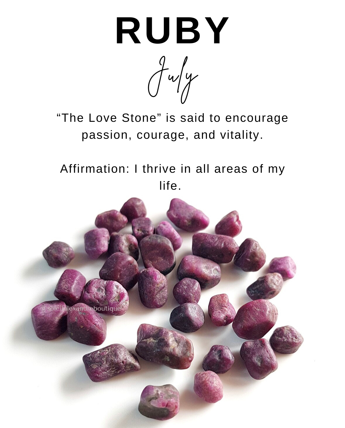 Ruby information card with affirmation.