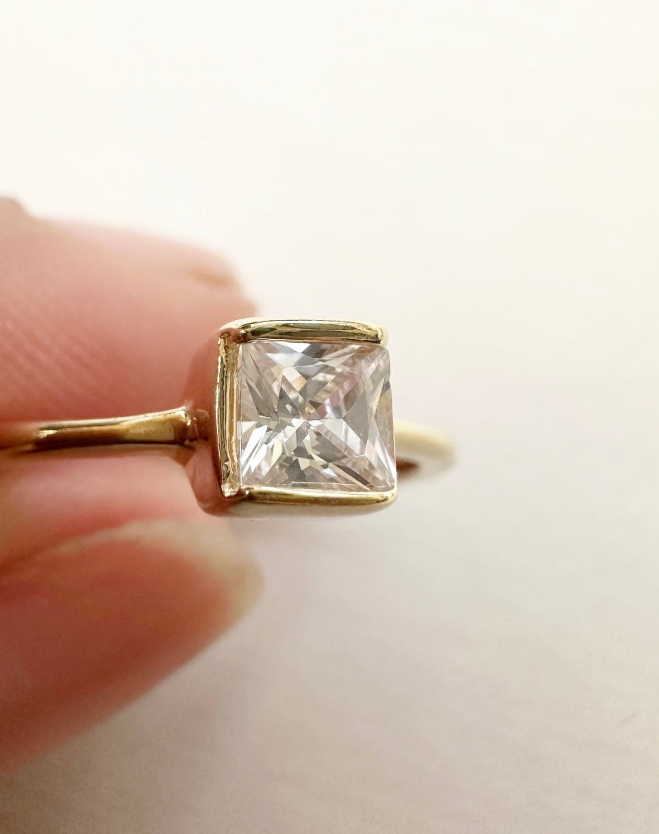 Close-up of cubic zirconia detail on Angel of Mine Ring.
