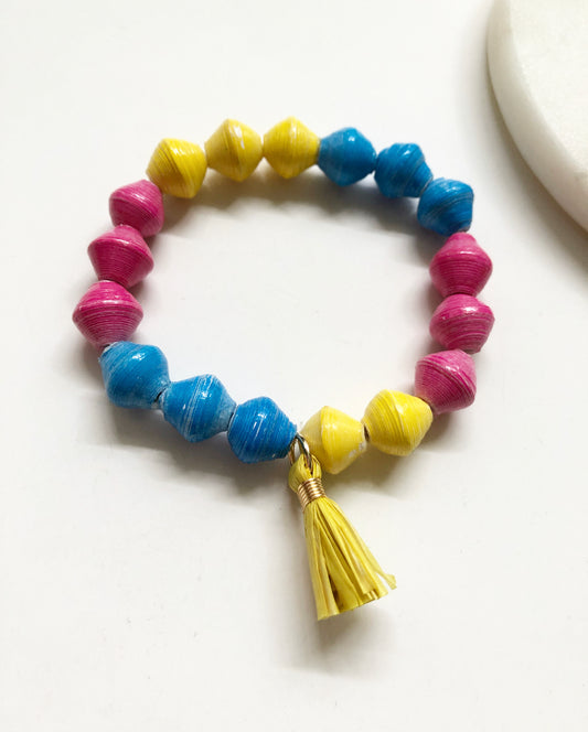 Full view of Candy Colored Beaded Bracelet.
