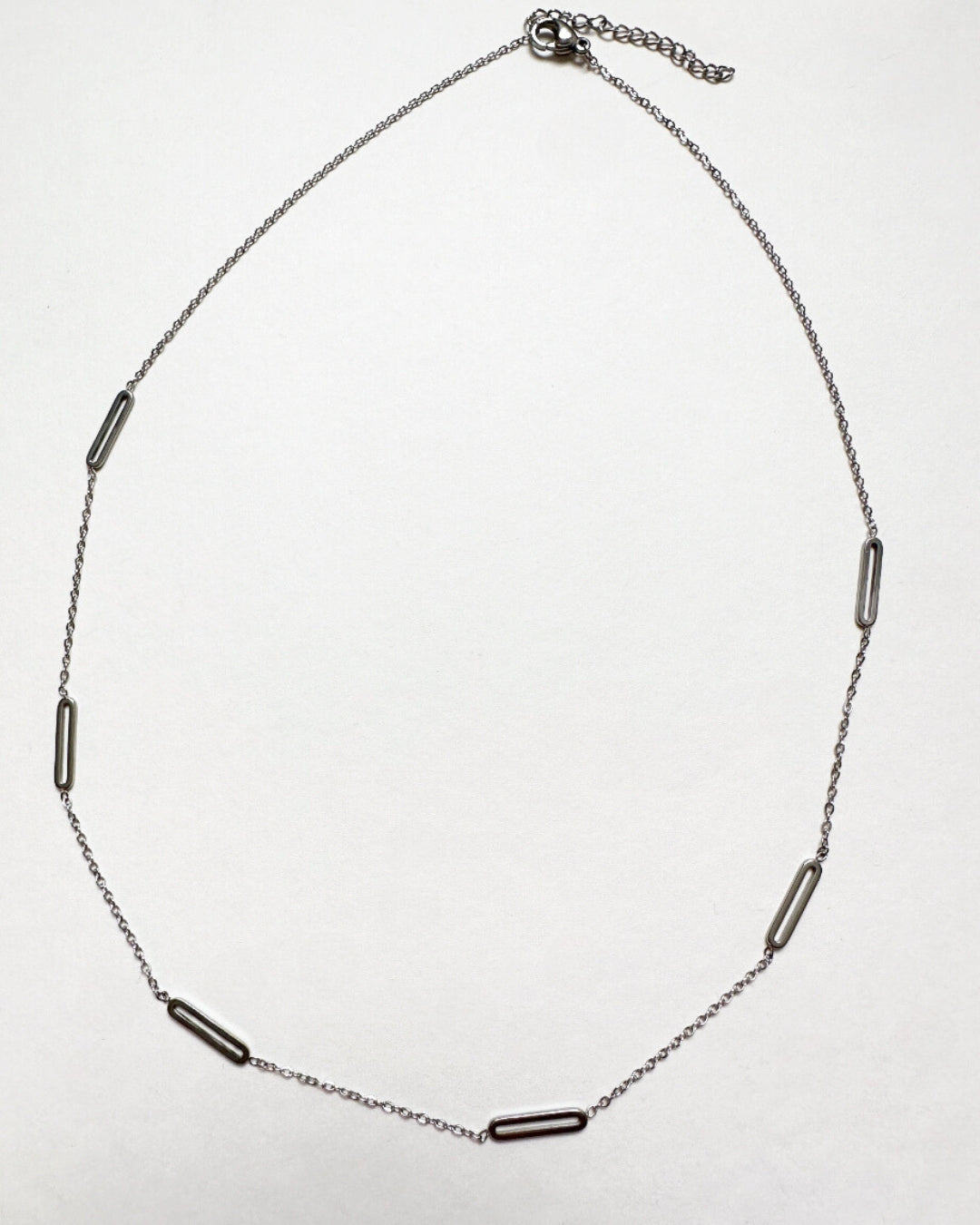 Full view of our silver Paloma Necklace.