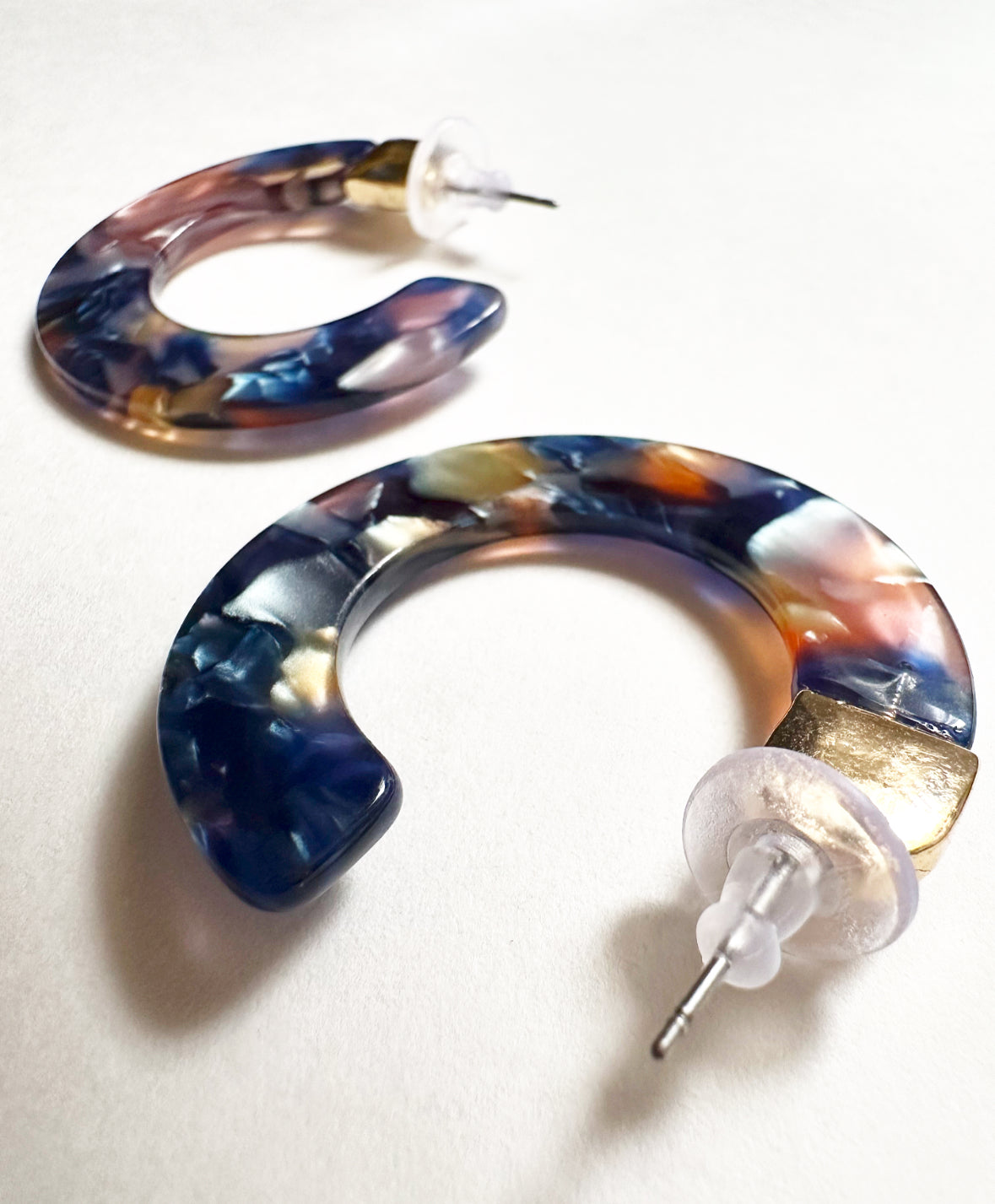 Close-up detailed view of our Leilani Hoops in Oceanic Blue.