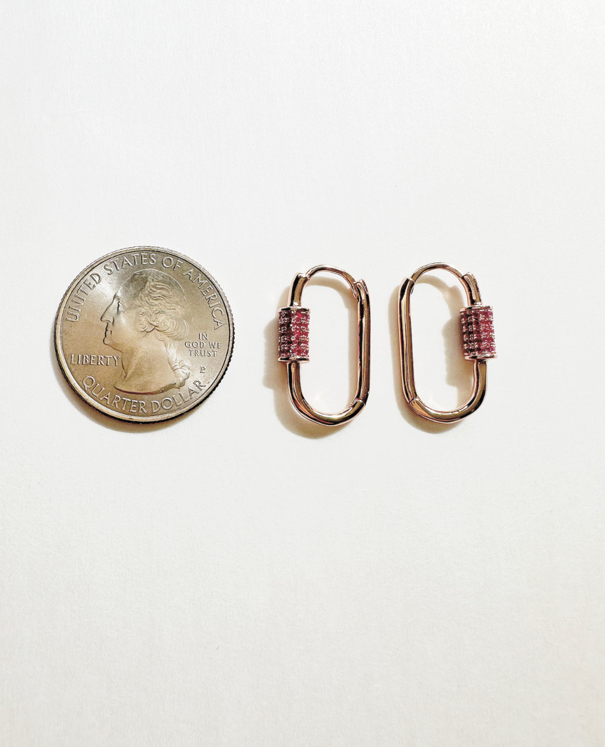 Cherry Blossom Journey Earrings next to a quarter for size comparison.